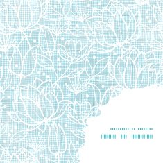 Blue lace flowers textile frame corner pattern background