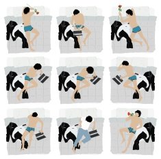 Man lying down on bed with rose N3