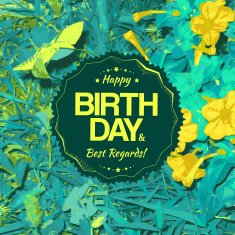 Best regards label for birthday card N2