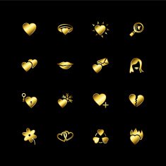 Gold love icons