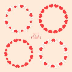 Set of vector hearts romantic frames Vector illustration Background N2