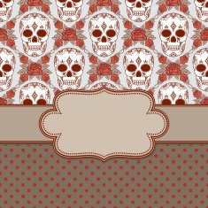 Vector vintage frame with skulls N25