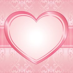 Satin Pink Heart Label with Pattern Background