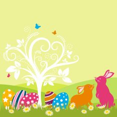 Easter Bunnies and Whimsical Tree