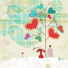 Valentine's tree and couple
