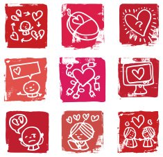 Online dating and romance icon set N2