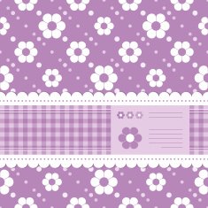 purple flowery greeting card illustration