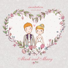 Wedding invitation with bride groom flower