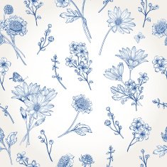 Seamless pattern with blue flowers N9
