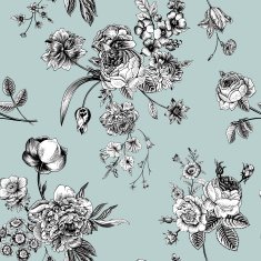 Seamless vector vintage pattern with Victorian bouquet N11