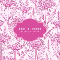 Pink lillies lineart frame seamless pattern background