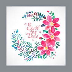 greeting card with watercolor flowers - 2