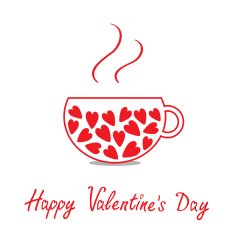 Love teacup with hearts Happy Valentines Day card N2