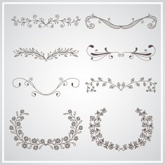 Set of elegant calligraphic foliate borders N2