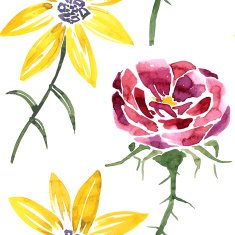 seamless pattern with watercolor drawing flower N3