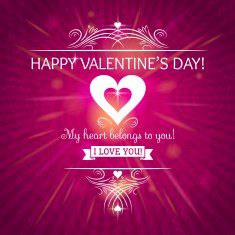 pink valentines day greeting card with hearts N2