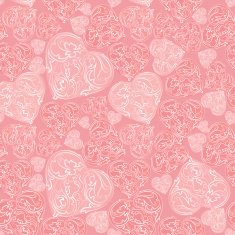 Lovely pink seamless pattern with vintage heart shapes N5