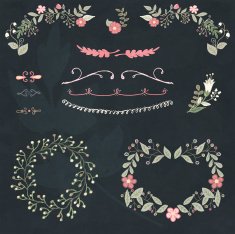Hand drawn floral design element set N2