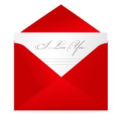 Love letter in red envelope