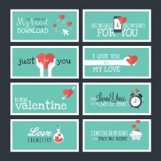 Modern flat design Valentines day greeting cards and banners