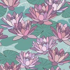 Lotus flowers in seamless pattern N8