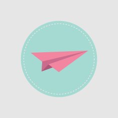 Origami paper plane icon Round dash line Flat design style