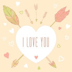 I love you - vector greeting card in pastel colors