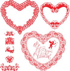 vintage ornamental hearts shapes Valentines Day card design