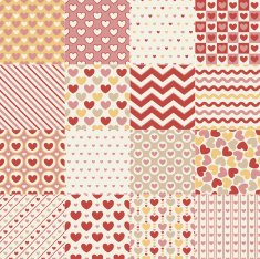 seamless retro heart background set