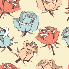 Vector pattern with hand drawn roses flowers N2