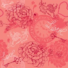 Valentines Day seamless pattern with hand drawn Cupid
