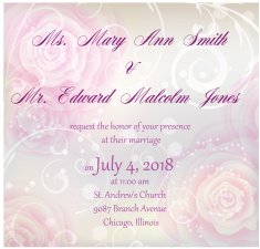 Wedding invitation with roses background