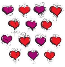 hand drawn hearts set N7