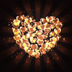 burning heart with sparkles on a dark background N2