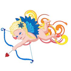 Valentine's cartoon angel with a bow N2