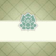 Vector lotus flower background with seamless damask pattern