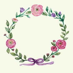 Watercolor floral wreath N7