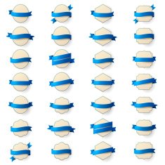 Retro labels with blue ribbons N2