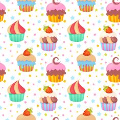 Cute colorful seamless pattern with muffins N2