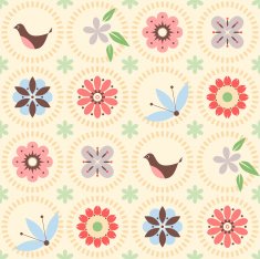 seamless flowers bird