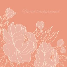Floral background with hand drawn peonies N4