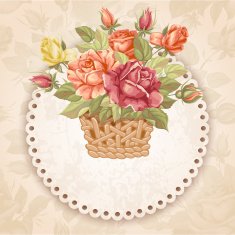 Retro flower card- roses N5