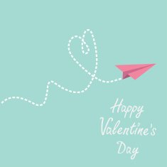 Origami paper plane Dash heart Happy Valentines day N2