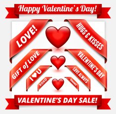 Heart with Valentine's Day Banners and Hearts N2
