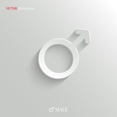 Male icon - vector white app button