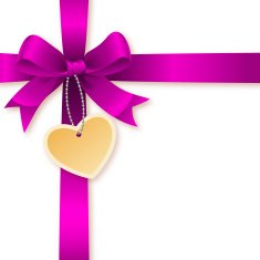 Ribbon Bow with Heart-shaped Tag