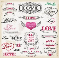 Valentine's day Calligraphic vector set N2