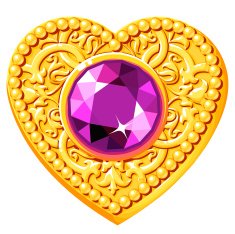 Golden Heart With A Purple Gem