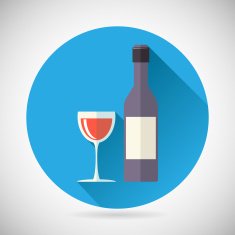 Wine Luxury Alcohol Symbol Bottle with stopper and Glass Icon