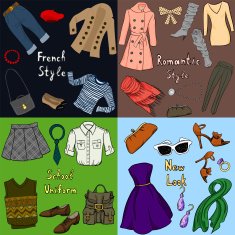 Set of four different stile clothes N2